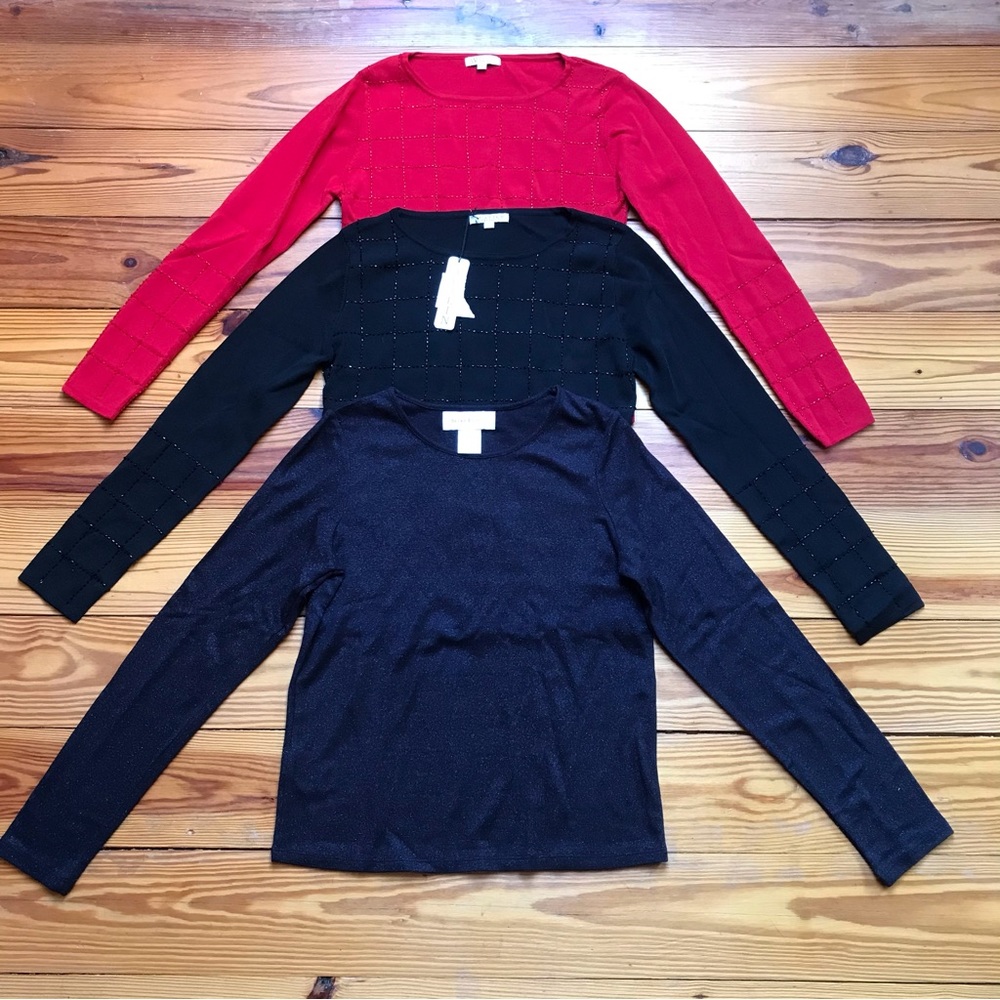 Avalin and Susan Bristol Black Red Navy Sweater Bundle, EUC, S